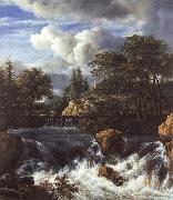Jacob van Ruisdael A Waterfall in a Rocky Landscape Spain oil painting artist